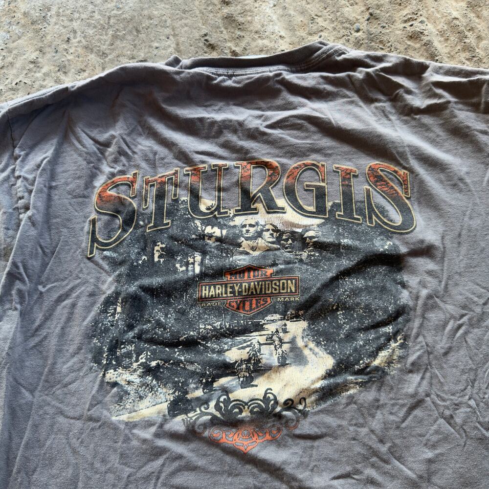 Vintage Sturgis Harley Davidson Motorcycle Biker Gray Shirt Tee Graphic Men's XL